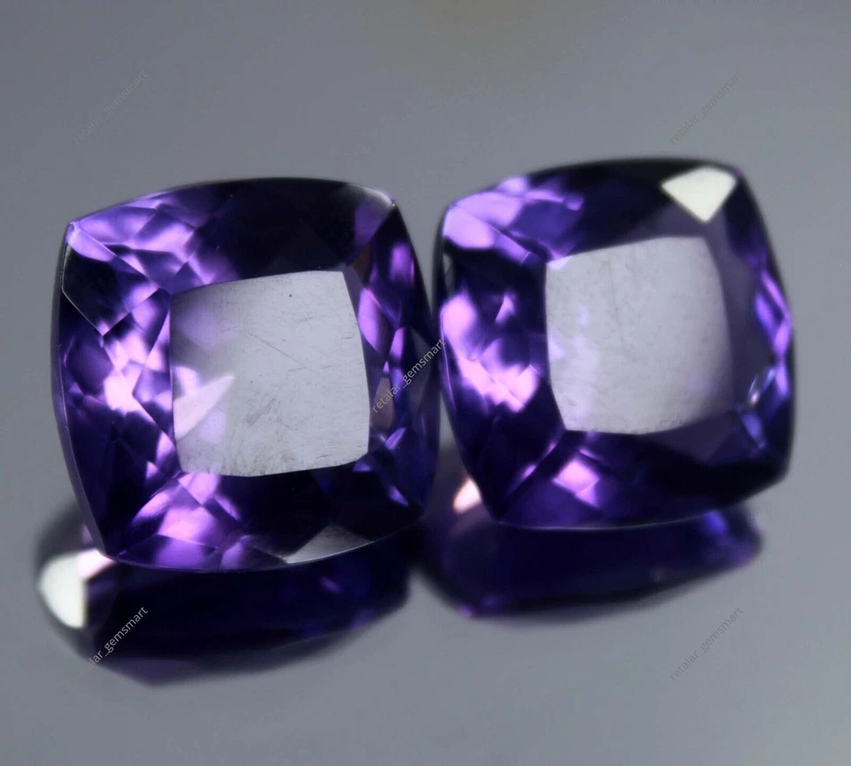 Par de pedras preciosas 20 quilates natural russo roxo ametista corte CERTIFICADO - Imagem 2 de 4
