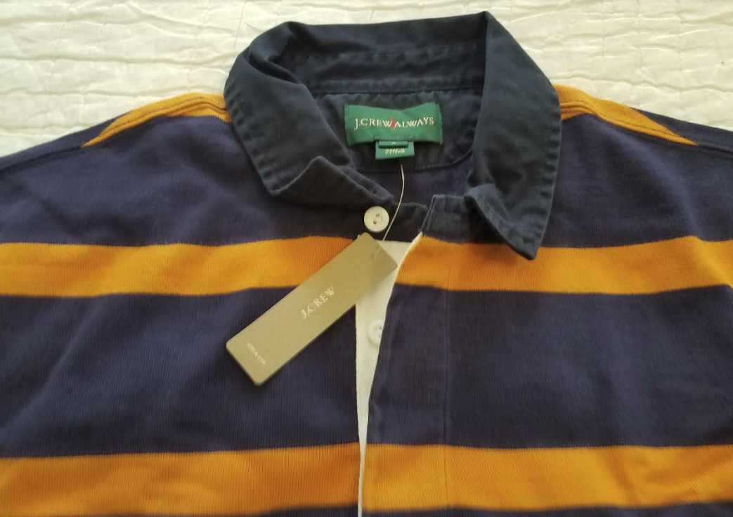 NEW MEN'S M L XL J CREW RUGBY LONGSLEEVE POLO SHIRT IN THIN STRIPE