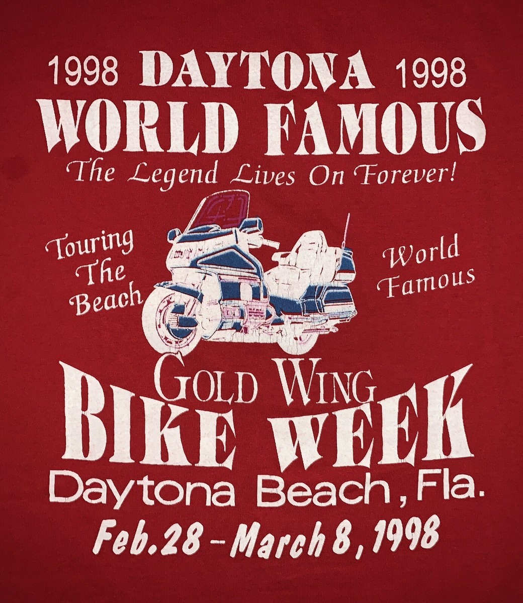 1998 GOLD WING BIKE WEEK World Famous Daytona Beach Fla red T shirt Men 2XL View 3