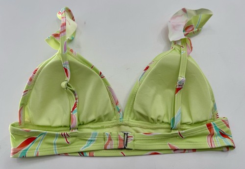 Ninety-Nine Degrees Bikini Top Floral Lime Green Pink Size M Juniors Padded - Picture 3 of 6
