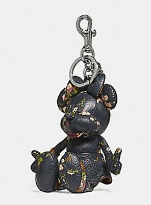 Coach Disney X Minnie Mouse Black Floral Doll Bag Charm Style F30955 NWT