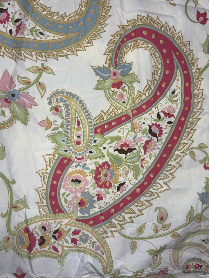 Pottery Barn Pink Paisley Duvet Set FULL QUEEN Sham Floral JACOBEAN Boho Cottage - Image 2 of 4