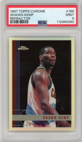 1997 Shawn Kemp Topps Chrome Refractor #186 PSA 9...Amazing Eye Appeal...