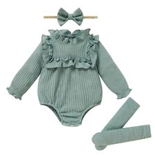 Newborn Baby Girl Clothes Ruffle Rompers Toddler Fall Outfits for Girls Set L...