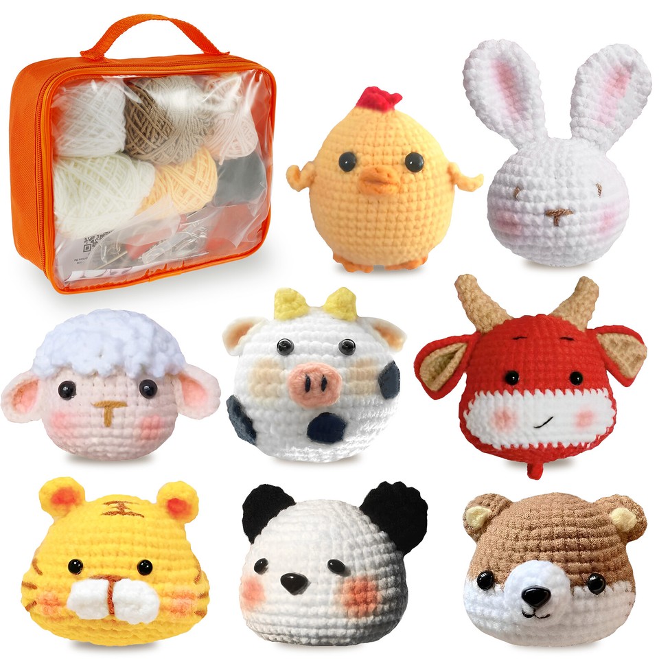 8Pcs Crochet Kit for Beginners Complete Crochet Knitting Kit Adorable