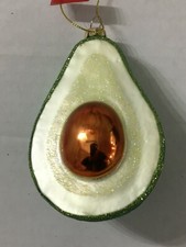 NEW ASHLAND AVOCADO GLASS 5" FOOD ORNAMENT FREE SHIP