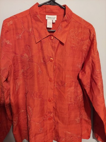 Whimsigoth Y2K Seidenhemd L orange Blumen Boho Fee Old Money Quiet Luxus - Bild 2 von 8