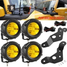 AUXBEAM 3.5" Amber LED Work Light Pods+Dual Mount Brackets For Ford Bronco 2021+