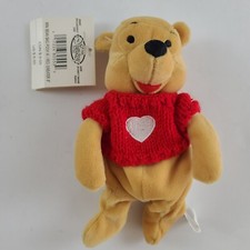 Winnie the Pooh Valentine Heart Sweater Disney Plush Bean Bag Stuffed Bear 8"