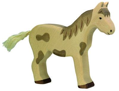 PFERD stehend gefleckt von Holztiger Holzpferd Holztier Holz Pony Holzpony NEU