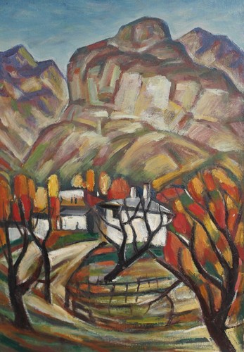 Prof. Stoyan Domuschiev (1935-2021) Oil painting country landscape signed - Picture 4 of 11