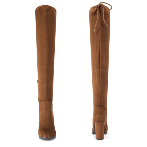 Damen Damen Mode Overknee Stiefel Party Sexy Blockabsatz Overknee Stiefel - Bild 16 von 24