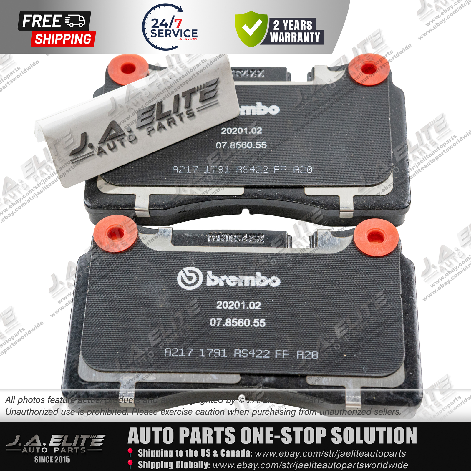 2pcs Genuine Fraont & Rear Brake Pad Kit fit Aston Martin BD9, + FREE SENSOR