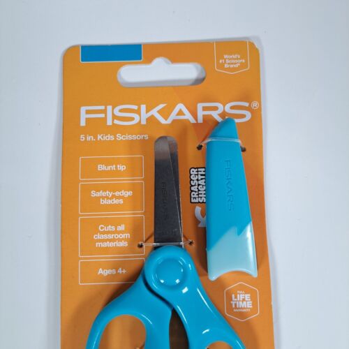 Fiskars 5in. Blue Kids Scissors Blunt Tip Safety Edge Blades Eraser Sheath NEW - Picture 2 of 6
