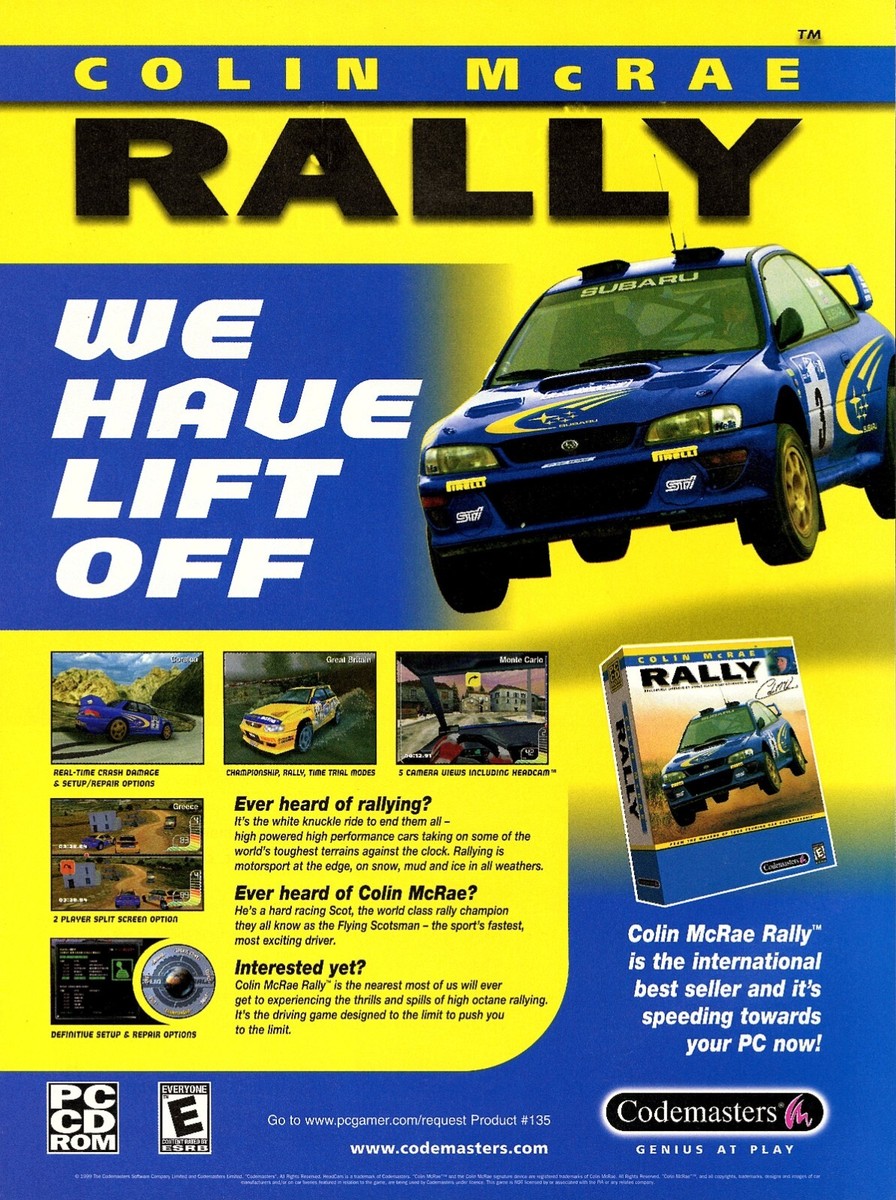 Collin McRae Rally PC Racing Game Xbox PS1 Promo Ad Wall Art