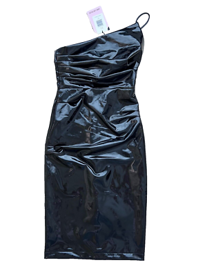 avec les filles leather dress Avec Les Filles Black One Shoulder Faux Leather Body-Con Dress - Sz M