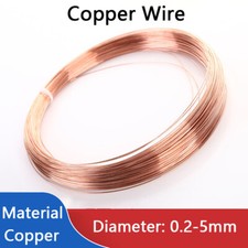 Pure Copper Wire Round Bare 1/5/10M Solid Uncoated 0.2mm 0.3mm 0.4mm 0.5mm-5mm