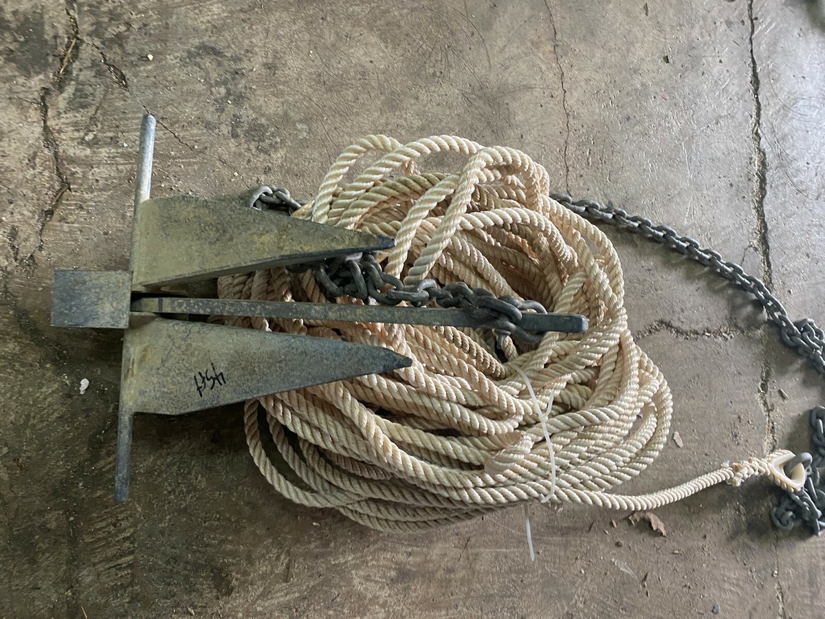 Marine Boat Ancho with 45ft of rope and 6ft of Chain | eBay