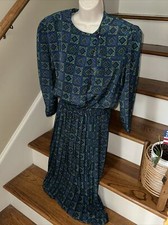 Vintage KRISTY MICHAELS Secretary Geek Dress Pleated with Belt Size 10 ❤️257