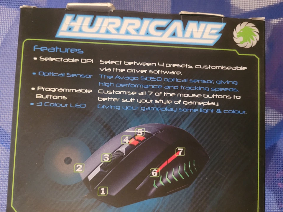 Hurricane GameMax 7D Optical Gaming Mouse OS Support Windows 10 / Linux - NEW - Image 4 of 4