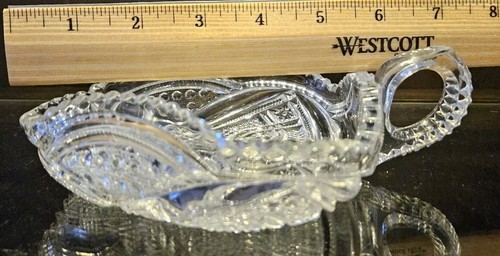Vintage Beautiful Crystal Cut Glass Clear Nappy/Candy Dish w/ Handle - Picture 6 of 9