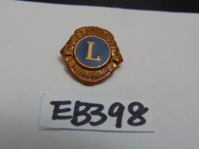 Vintage Lion's Club Lapel Hat Tie Pin Gold Tone International Reg US Pat
