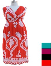 Womens Plus 1X,2X,3X Sleeveless Empire Waist Border Print Maxi Dress 4 Colors