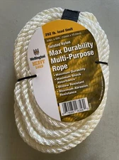 Wellington 3/8"  X 50'  White Heavy Load Twisted Nylon Multi-Purpose Rope 16358