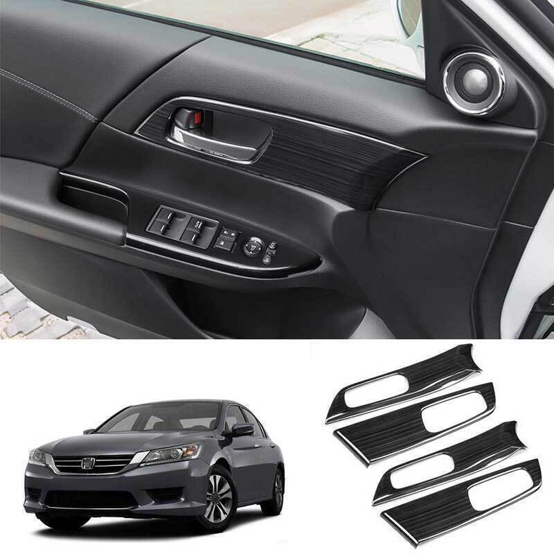 For Honda Accord 2013-2017 Black Titanium Inner Door Handle Lock Cover Trim 4pcs