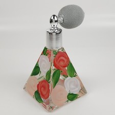 Vintage Italian Royal Limited Perfume Bottle Crystal Floral Painted Atomizer 5"H