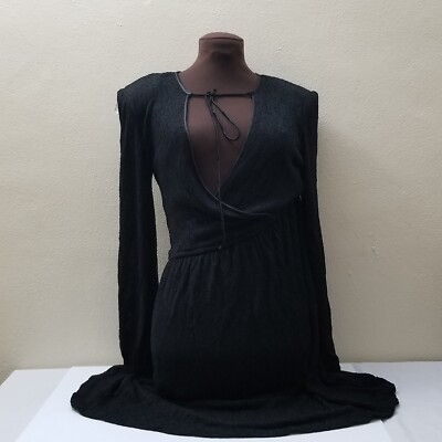 #ad Vintage Rona New York Black Long Sleeve Maxi Dress Casual Made in USA Size 8 $49.99