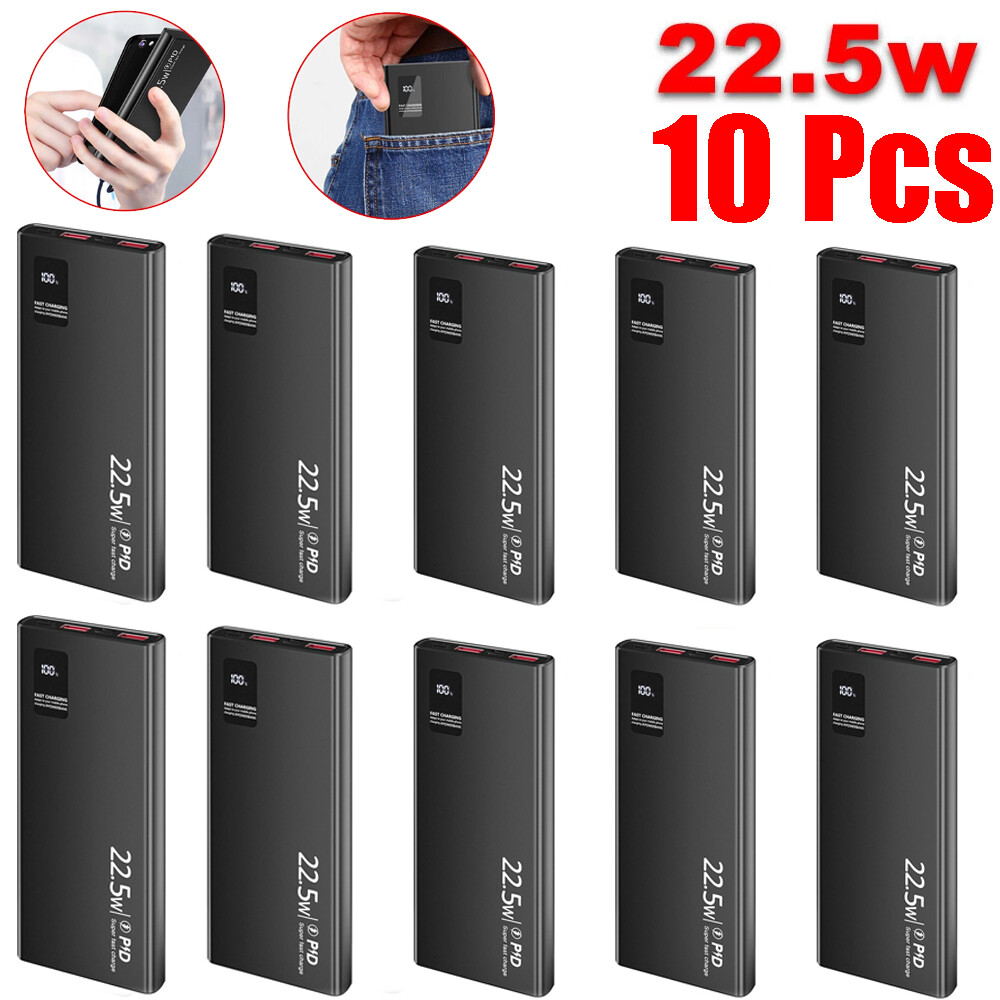 10Pcs 10000mAh Fast-Charging Portable Power Bank External Battery Backup-image