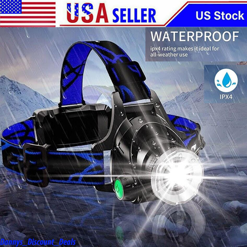 25000LM LED Headlamp Rechargeable Headlight Zoomable Head Torch Lamp Flashlight - Picture 1 of 24
