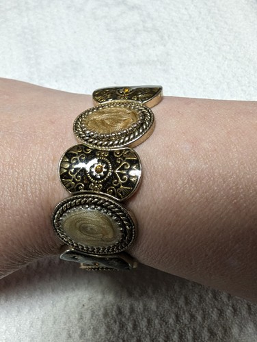 Vintage Metall Stretch Armband unbekannt Metall unbekannte Steine