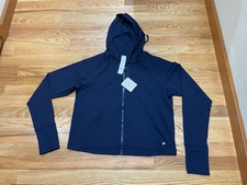 NWT Women s Fabletics Navy Blue Full Zip Athletic Jacket Hooded L Large Cropped