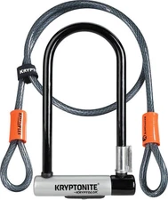Kryptonite KryptoLok U-Lock - 4 x 9" Keyed, Black, Includes 4' Cable and Bracket