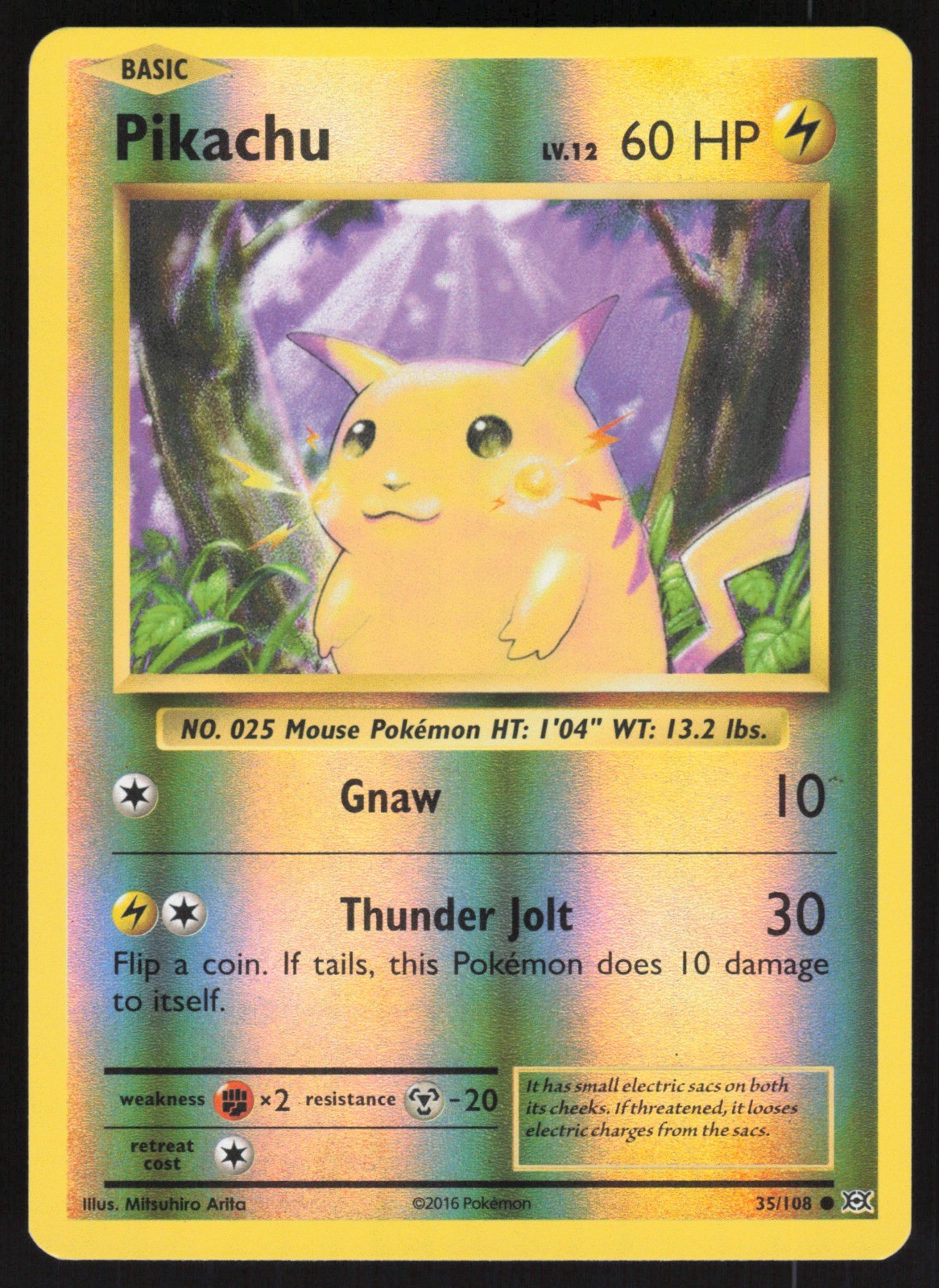 Pikachu Reverse Holo 35/108 NM XY - Evolutions Pokemon Card