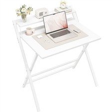 2-Tier Foldable Computer Desk w/ Monitor Shelf for Home Office Dormitory Study