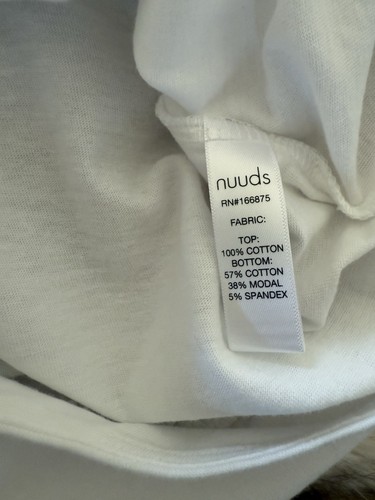 NUUDS White Classic Everyday Cotton Modal Tee Snap Bodysuit Size S - Picture 7 of 9