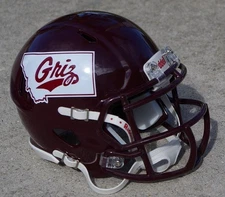 MONTANA GRIZZLIES GRIZ MAROON, STATE OUTLINE 2014 vs. MSU FOOTBALL MINI HELMET