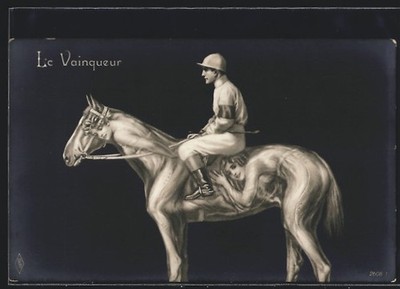 AK Le Vainqueur, Jockey auf einem aus Frauenkörpern gebildeten Pferd 