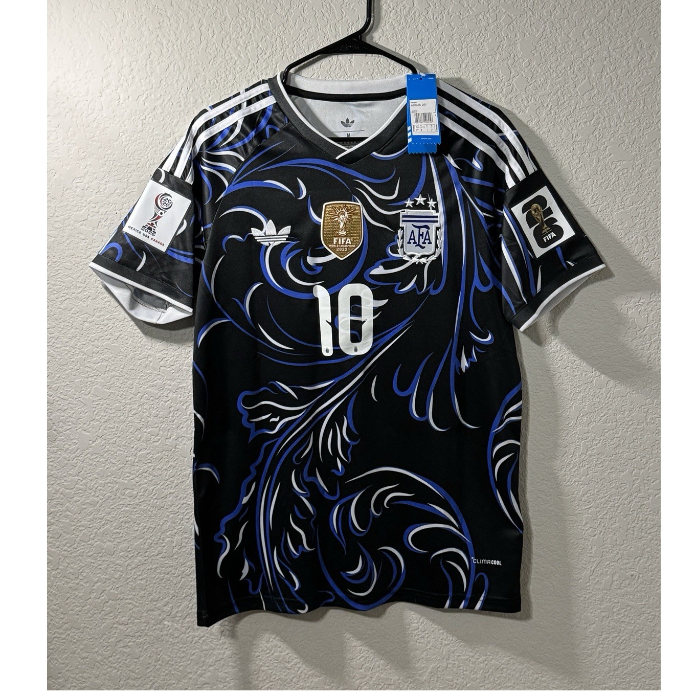 Adidas Argentina Lionel Messi #10 Soccer Jersey Shirt Black/Blue/White Size M