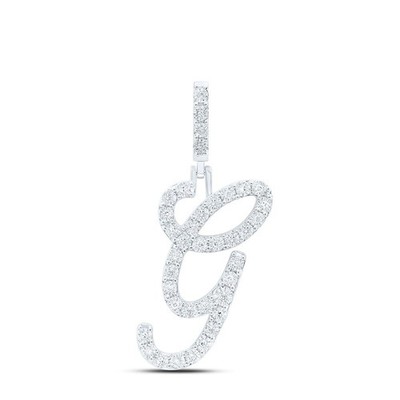 0,14 ctw natürlicher Diamant 1,92 g Sterlingsilber Initiale ''G'' Anhänger Buchstabe Charm
