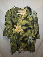 Tommy Bahama 100% Silk Men's Short Sleeve Tropical Green Camp Shirt Size L