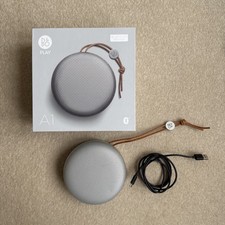 B&O Bang & Olufsen Beoplay A1 Portable Bluetooth Speaker Silver with Box & Cable