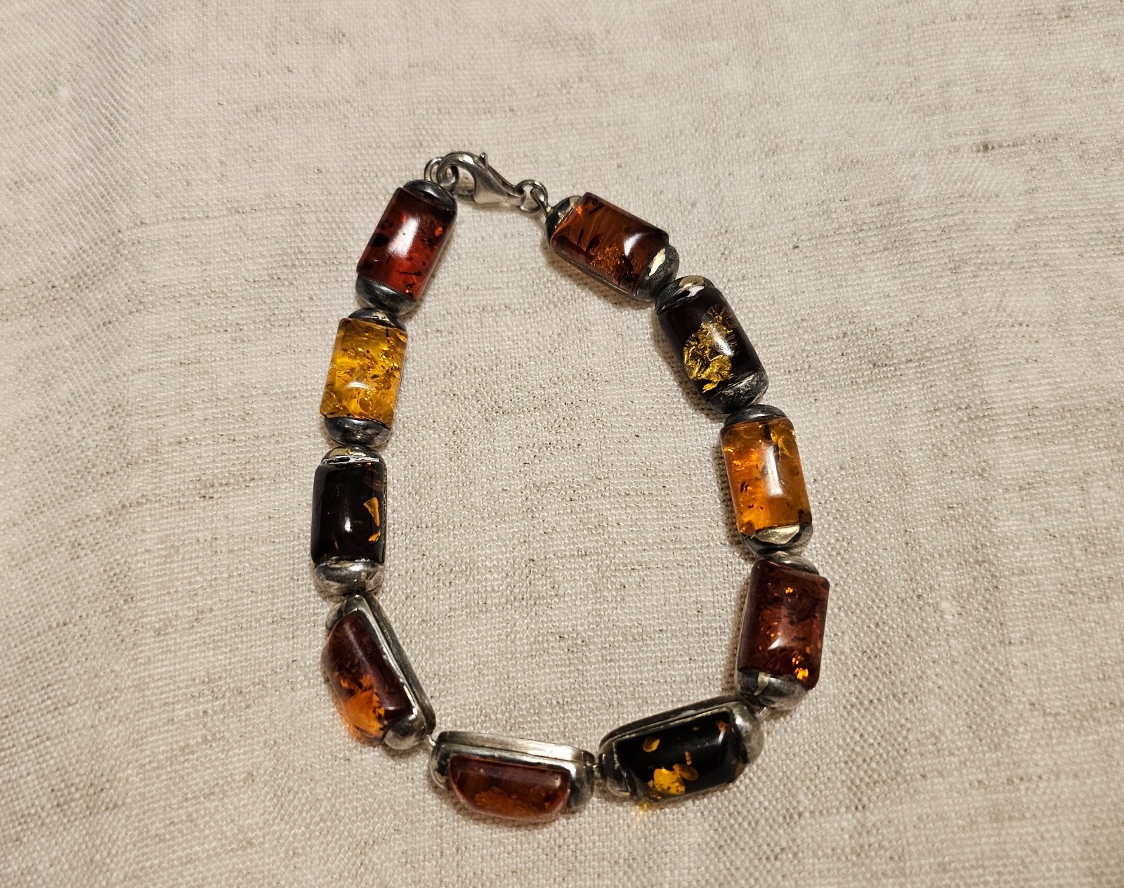 Sterling Silver Multi-Colored Amber Bracelet - image 1