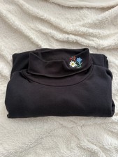 Vintage Medalist Shirt Womens XL Black Turtleneck Embroidered Cotton Made In USA