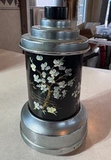 Vintage Cigarette Dispenser/Holder W/Music Box Hand Painted StainlessSteel Japan
