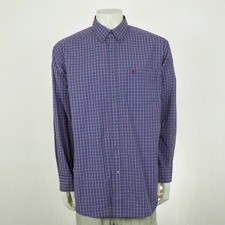 Ariat Pro Series Button Down Shirt Mens Sz XL Blue Plaid Cotton Western Cowboy