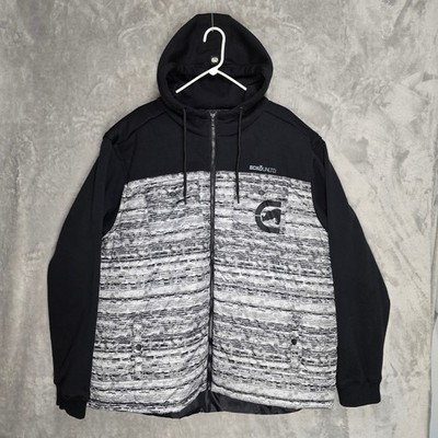 Ecko Unltd Mens 3XL Full Zip Hoodie Black Gray Rhinestone Jacket Coat